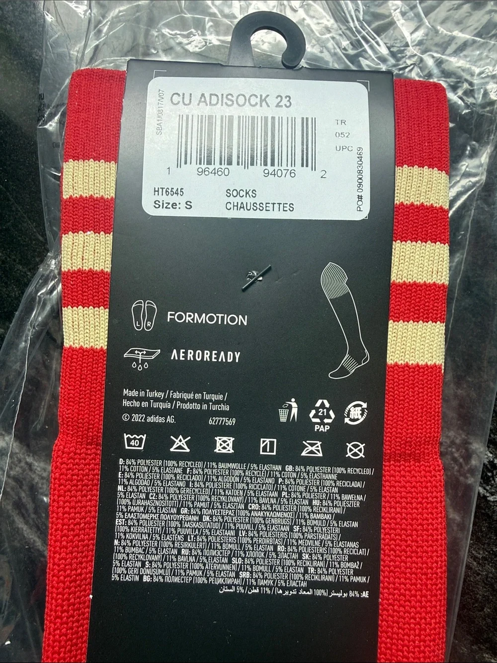 adidas Red Athletic soccer football Socks with Gold Logo - Pack of 5